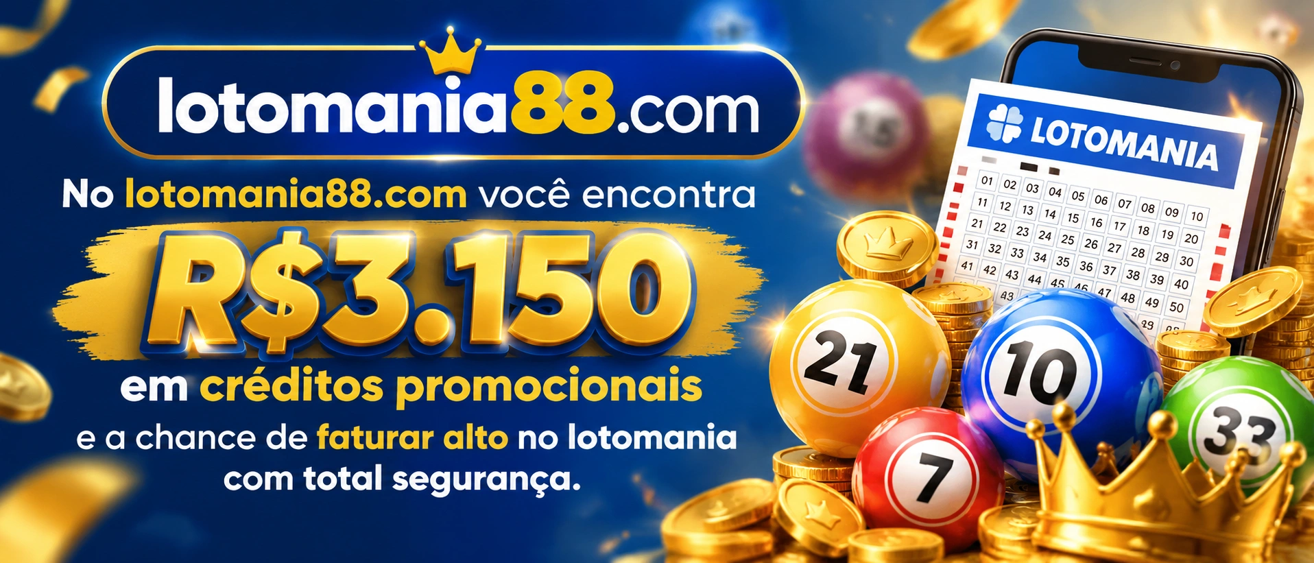Imagem institucional da Lotomania88 com foco em navegação do site