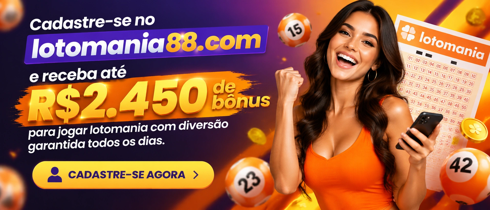 Imagem institucional da Lotomania88 com destaque para acesso e suporte
