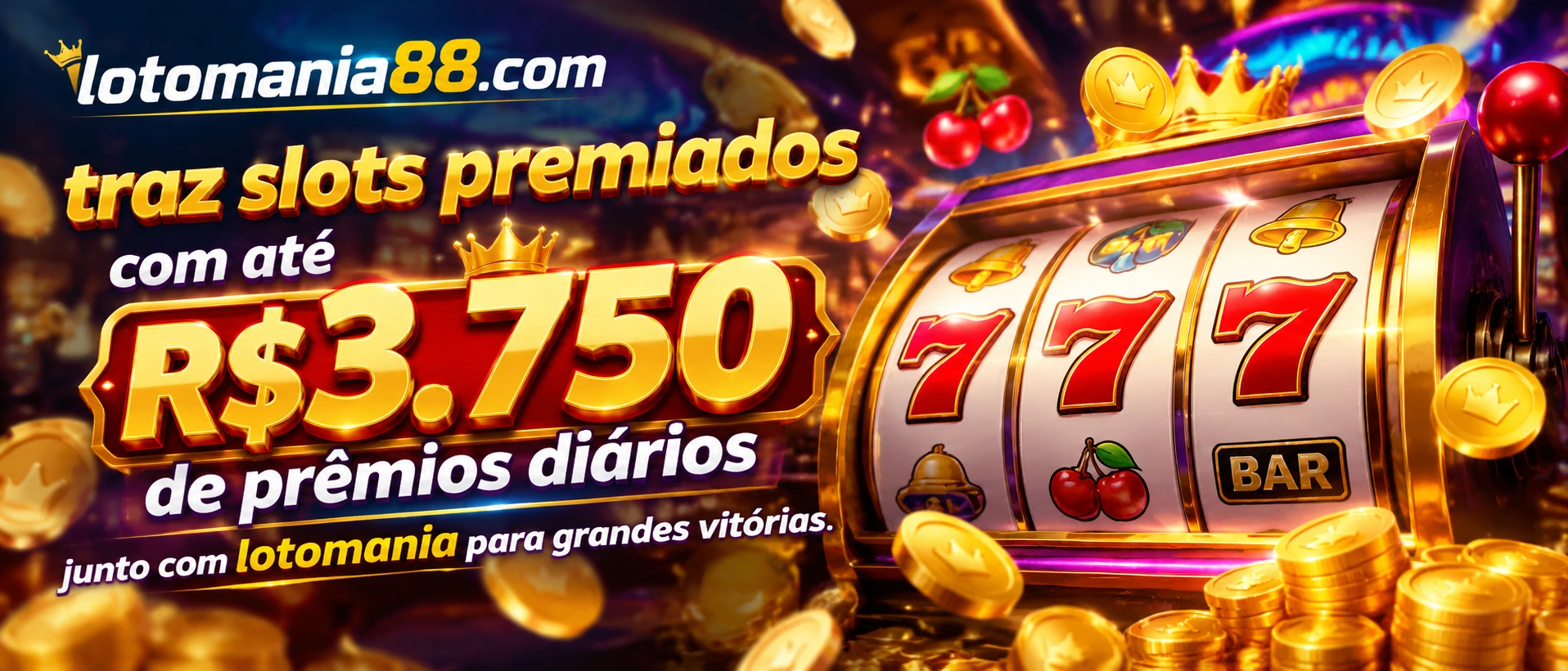 Visual de slots online da Lotomania88 em ambiente de navegação mais amplo, útil para celular e computador